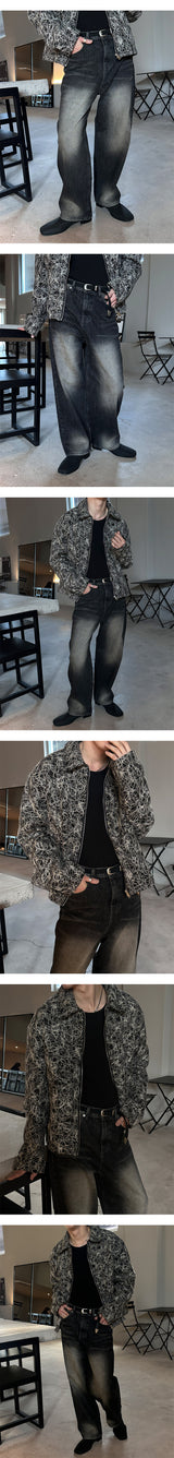 [XS-L] ヴィンテージブラックブラッシュデニムパンツ