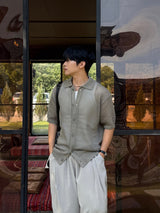 Port punching collar cardigan