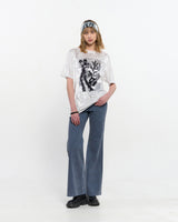 Velvet print Oversized T-Shirt _ WHITE