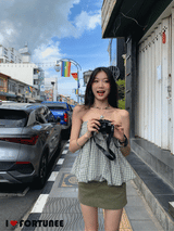 カーキスティーディHラインミニスカート