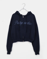 Arring Two Way Lettering Pocket Long Sleeve Hooded Zip-Up