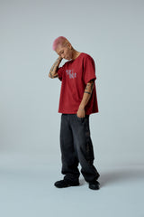 EEERRR Distorted logo over-crop fit T-shirt (Wine)