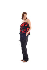 FLUTTER FRILL TOP SKIRT / RED