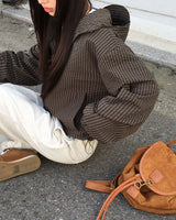 Little Hooded Check Windbreaker