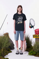 フィッシングウィティーバニーグラフィックルーズフィットTシャツ [NAVY]