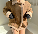(100% SHEEPSKIN🐑🤎) 2 COLORS キュートフェミニンバターセミショートマウンテンコート