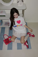 I Love Apple Cotton Oversized Fit Half Sleeve Tee
