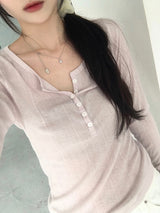 ボタン長袖Tシャツ (2 colors)