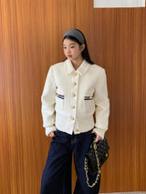 Gold button quilting jacket cardigan