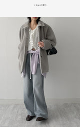 [wool 30%] ヘアシングルオーバーフィットハーフコート