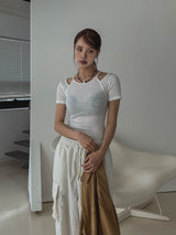 Sonya Whole Slit Layered Short Sleeve T-shirt