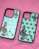[made] Dot treble clef mint choco phone case (glass bumper)