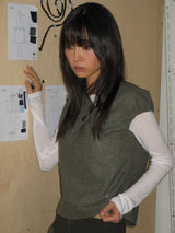 TULIP COLLAR PUFF BLOUSE (DOT KHAKI)