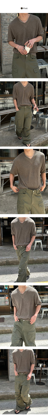 [S/S] Summer v neck half knit (3color)