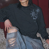 Untitled スターリーナイトスモールストライプロングスリーブ BLack Chacoal