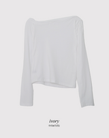 リボンストラップワンショルダースリムTシャツ (3color)
