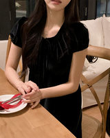 [SHOPPERMADE] Velvet Puff Mini Dress
