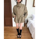 High-neck Short Trench Coat