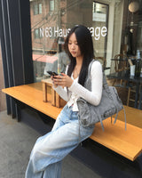 Pink lace denim pants