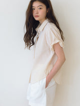 ストライプロールアップシャツ- Cream