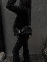 eyelet belted shoulder bag