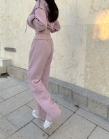(ZIP-UP & PANTS SET!) 4 COLORS シックフリースクロップドトレーニングパンツ