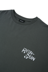 チャコールヴィンテージロックレイヤードTシャツ