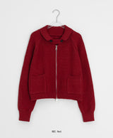 Hudley Pocket High Neck Knit Zip-Up Cardigan