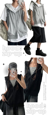 MELNE Hooded Vest Zip-Up (3 colors)