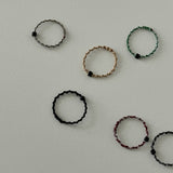 [CCNMADE] 菊 Black Cube Crystal Ring 02.Brown&Gold