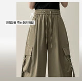 Send-banding two-pocket cargo wide pants