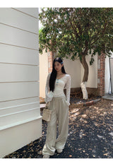 Lace Blue Ribbon Two Piece Long Sleeve Tee