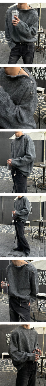 [Unisex] Wool hair button knit(3color)