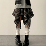 Hial Hem Unbalanced Line Check Banding Skirt