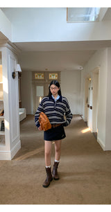 Navy A-line mini skirt