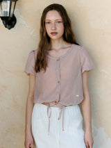 RIBBON STRING BLOUSE PINK
