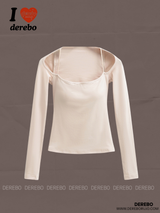 Square Neck Strap Line Long Sleeve Tee