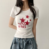 スタープリント✨サイド シャーリング スリム ショートスリーブ Tシャツ