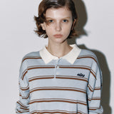 Stripe crop kara top Blue/brown