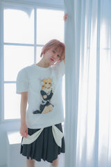 big ribbon skirt(grey×white)