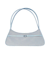 Mini Buckle Small Baguette Bag - Checkered Cloud Blue