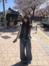 ポシン サイドカット ヴィンテージウォッシュ デニムパンツ