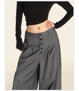 American Vintage Button Detail Clean Fit Wide Slacks