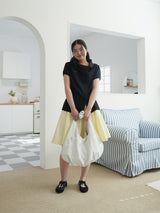 DRAPE COLLAR BLOUSE (BLACK)