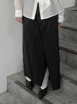 Revon Crack Leather Long Skirt