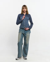 Ribbed Slim Zip-up _ BLUE