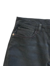 FLOCKED LIGHT HAND-BRUSHED FADED DISTRESSED COLOR-TOOTH ZIPPER HEM STRAIGHT-LEG JEANS