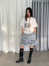 レタリングバンドルーズフィットショートスリーブtシャツ
