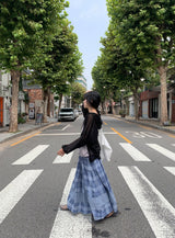 Juel Vintage Check Banding Long Skirt