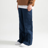 Poly Cotton RIB Track Zip Pants - NAVY